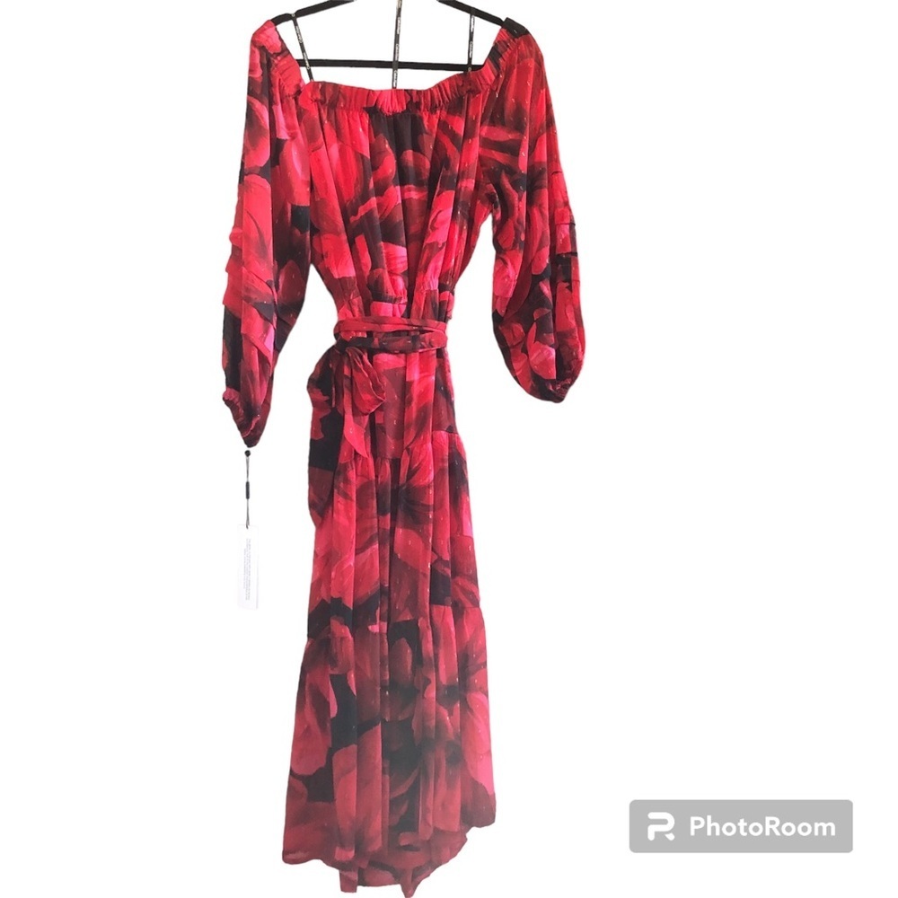 Calvin Klein Red Floral Maxi Dress Size 16